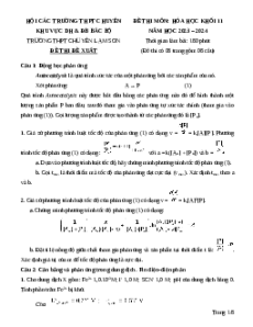Đề thi HSG Hóa học 11 Trường THPT Chuyên Lam Sơn - Thanh Hóa