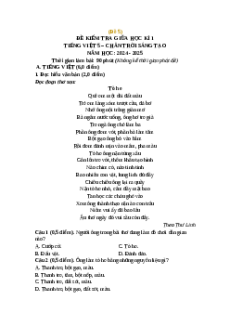 Đề thi giữa kì 1 Tiếng Việt lớp 5 Chân trời sáng tạo (Đề 5)