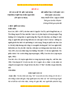 Đề thi cuối kì 1 Ngữ văn 11 Chân trời sáng tạo - Đề 13
