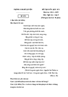 Đề thi giữa kì 1 Ngữ văn 9 Cánh diều 2024 (Đề 9)