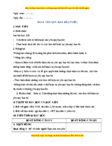 Giáo án Bài 6 Đạo đức lớp 2 Chân trời sáng tạo: Yêu quý bạn bè