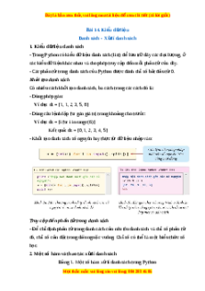 Lý thuyết Tin học 10 Cánh diều Bài 14: Kiểu dữ liệu danh sách - Xử lí danh sách