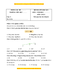 Đề thi giữa kì 1 Toán lớp 4 Cánh diều (đề 5)