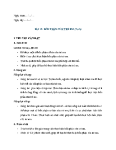 Giáo án Bài 12 Đạo đức lớp 4 Chân trời sáng tạo: Bổn phận của trẻ em