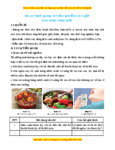 Lý thuyết Sinh học 10 Chân trời sáng tạo Bài 12: Thực hành: sự vận chuyển Các chất qua màng sinh chất