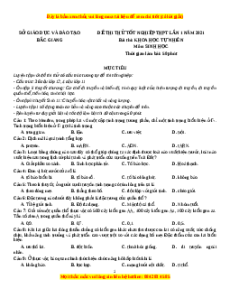 Đề thi thử Sinh Học Sở Bắc Giang lần 1 năm 2021
