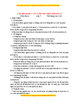 Giáo án Chủ đề chung 1 Địa lí 7 Chân trời sáng tạo: Các cuộc đại phát kiến địa lí thế kỉ XV – XVI
