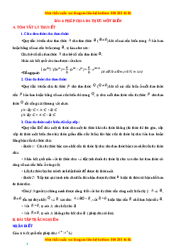 Chuyên đề Phép chia đa thức một biến Toán 7 Cánh diều