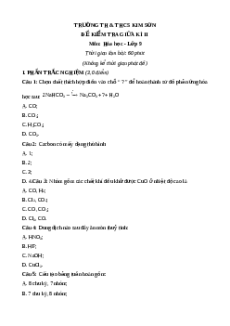Đề thi giữa kì 2 Hóa 9 trường THCS Kim Sơn năm 2023