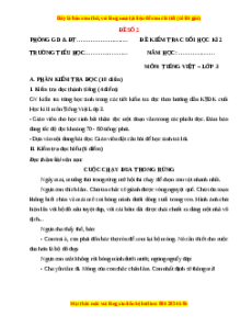 Đề thi cuối kì 2 Tiếng Việt lớp 3 Chân trời sáng tạo (Đề 2)