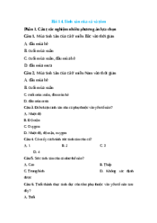 Trắc nghiệm Bài 14: Sinh sản của cá và tôm Công nghệ 12 Lâm nghiệp-Thủy sản Kết nối
