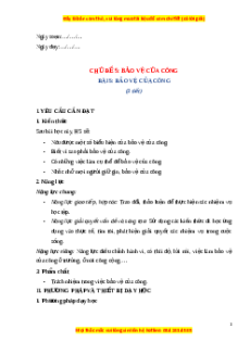 Giáo án Bài 5 Đạo đức lớp 4 Kết nối tri thức: Bảo vệ của công