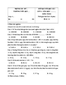 Đề thi cuối kì 1 Toán lớp 4 Cánh diều - Đề 14
