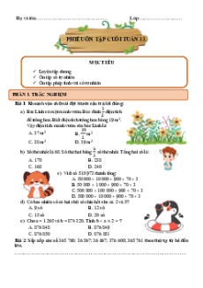 Bài tập cuối tuần Toán lớp 4 Tuần 33 Kết nối tri thức