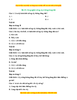 Trắc nghiệm Bài 25: Công nghệ trồng cây không dùng đất
