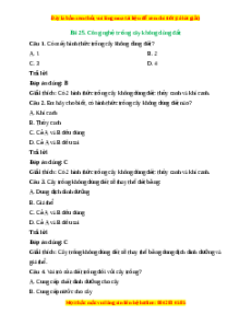 Trắc nghiệm Bài 25: Công nghệ trồng cây không dùng đất
