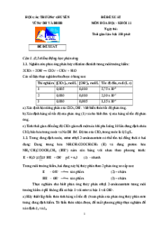 Đề thi HSG Hóa học 11 Trường THPT Chuyên Quảng Ninh