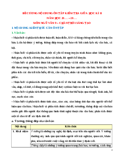 Đề cương ôn tập Giữa kì 2 Ngữ văn 9 Chân trời sáng tạo