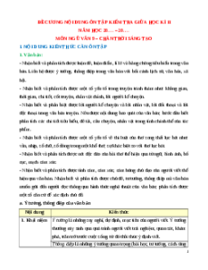 Đề cương ôn tập Giữa kì 2 Ngữ văn 9 Chân trời sáng tạo