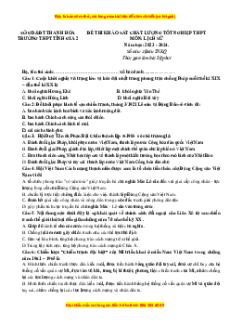 Đề thi thử tốt nghiệp Lịch sử trường THPT Tĩnh Gia năm 2024