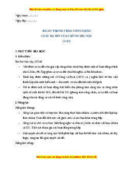 Giáo án Bài 10 Lịch sử 8 Cánh diều (2024): Phong trào công nhân và sự ra đời của chủ nghĩa Mác