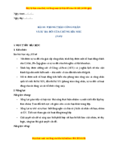 Giáo án Bài 10 Lịch sử 8 Cánh diều (2024): Phong trào công nhân và sự ra đời của chủ nghĩa Mác