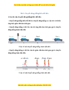 Lý thuyết Vật lý 10 Kết nối tri thức Bài 9: Chuyển động thẳng biến đổi đều