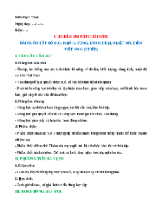 Giáo án Ôn tập độ dài, khối lượng, dung tích, nhiệt độ, tiền Việt Nam Toán lớp 5 Chân trời