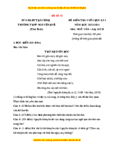 Đề thi cuối kì 1 Ngữ Văn 10 Cánh diều (Đề 15)