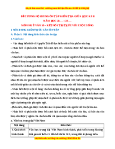 Đề cương ôn tập cuối kì 2 Ngữ văn 10 Kết nối tri thức