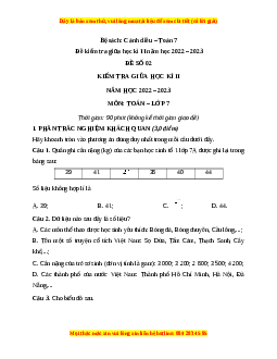 Đề thi giữa kì 2 Toán 7 Cánh diều có đáp án (Đề 2)