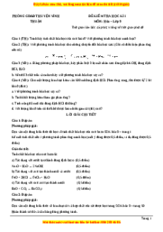 Đề thi cuối kì 1 Hóa học 9 Phòng GD Huyện Vĩnh Thuận