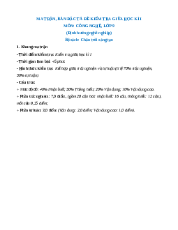 Bộ đề thi giữa kì 1 Công nghệ 9 Chân trời sáng tạo Định hướng nghề nghiệp