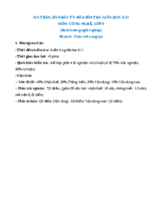 Bộ đề thi giữa kì 1 Công nghệ 9 Chân trời sáng tạo Định hướng nghề nghiệp