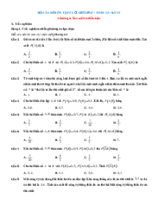 Bài tập ôn tập + Đề kiểm tra Toán 12 Kết nối tri thức Chương 6