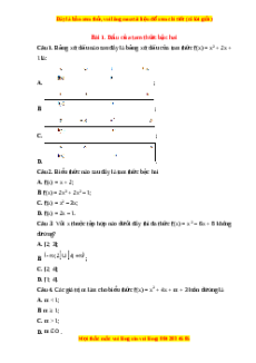 Trắc nghiệm Dấu của tam thức bậc hai Toán 10 Chân trời sáng tạo
