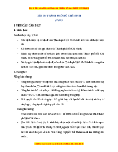 Giáo án Bài 26 Lịch sử & Địa lí lớp 4 Chân trời sáng tạo: Thành phố Hồ Chí Minh