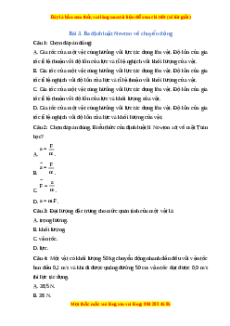 Trắc nghiệm Ba định luật Newton về chuyển động Vật lí 10 Cánh diều