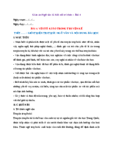 Giáo án Bài 4: Yếu tố kì ảo trong truyện kể Ngữ Văn 12 Kết nối tri thức