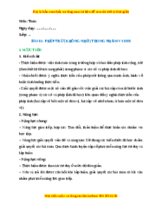 Giáo án Phép trừ (không nhớ) trong phạm vi 1000 Toán lớp 2 Kết nối tri thức