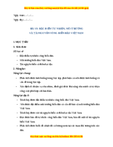 Giáo án Bài 15 Địa lí 8 Chân trời sáng tạo (2024): Đặc điểm tự nhiên, môi trường và tài nguyên vùng biển đảo Việt Nam