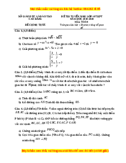 Đề thi vào 10 môn Toán tỉnh Cao Bằng năm 2020