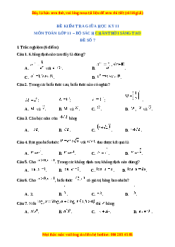 Đề thi giữa kì 2 Toán 11 Chân trời sáng tạo (Đề 7)