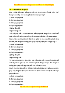 Trắc nghiệm Bài 21: Thực hiện pháp luật KTPL 10 Cánh diều