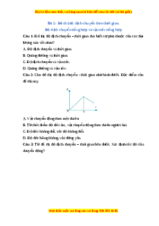 Trắc nghiệm Đồ thị độ dịch chuyển theo thơi gian. Độ dịch chuyển tổng hợp và vận tốc tổng hợp Vật lí 10 Cánh diều