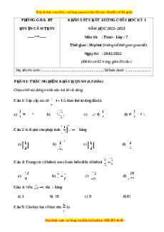 Đề thi cuối kì 1 Toán 7 Kết nối tri thức phòng GD&ĐT Cẩm Thủy - Thanh Hóa