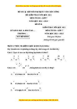 Đề thi cuối học kì 2 Toán 7 Kết nối tri thức có đáp án (Đề 1)