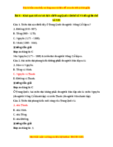 Trắc nghiệm Lịch sử 7 Bài 6 Chân trời sáng tạo: Khái lược tiến trình lịch sử Trung Quốc từ thế kỉ VII đến giữa thế kỉ XIX