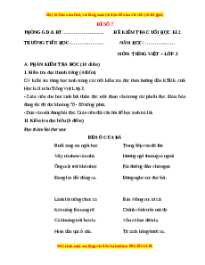 Đề thi cuối kì 2 Tiếng Việt lớp 3 Chân trời sáng tạo (Đề 7)