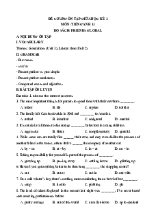Đề cương ôn tập Giữa kì 1 Tiếng Anh 11 Friends global